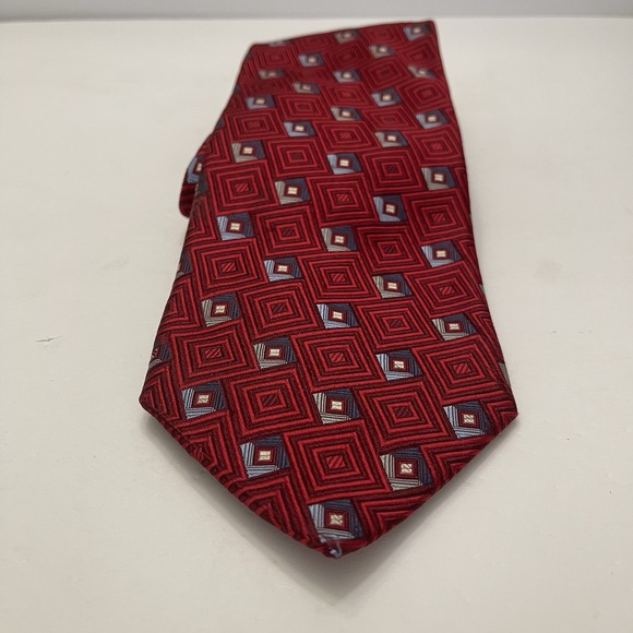 Jos. A. Bank Other - Jos‎ A Bank Signature Collection Square Geo Burgundy Red Silk Tie 4" Wide